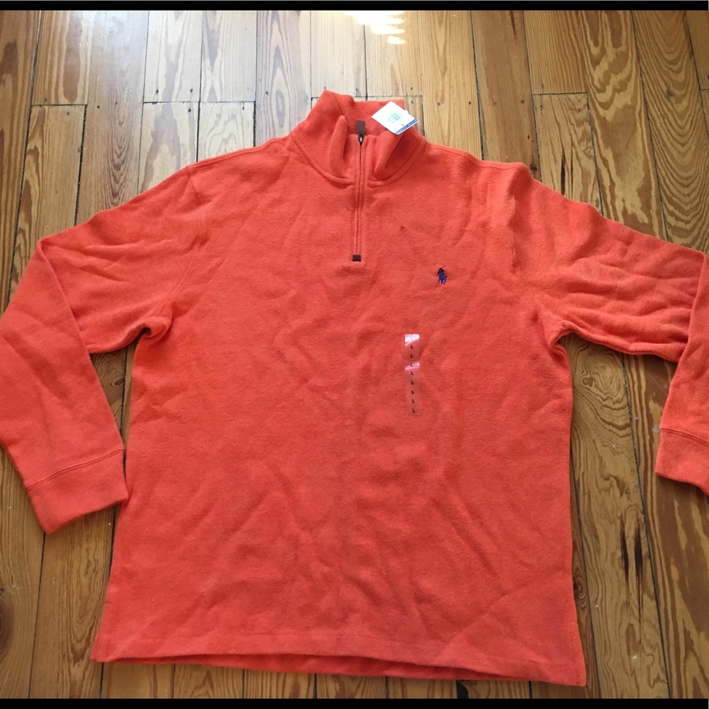 Polo Men's 1/4 Zip Orange Pullover NWT Large